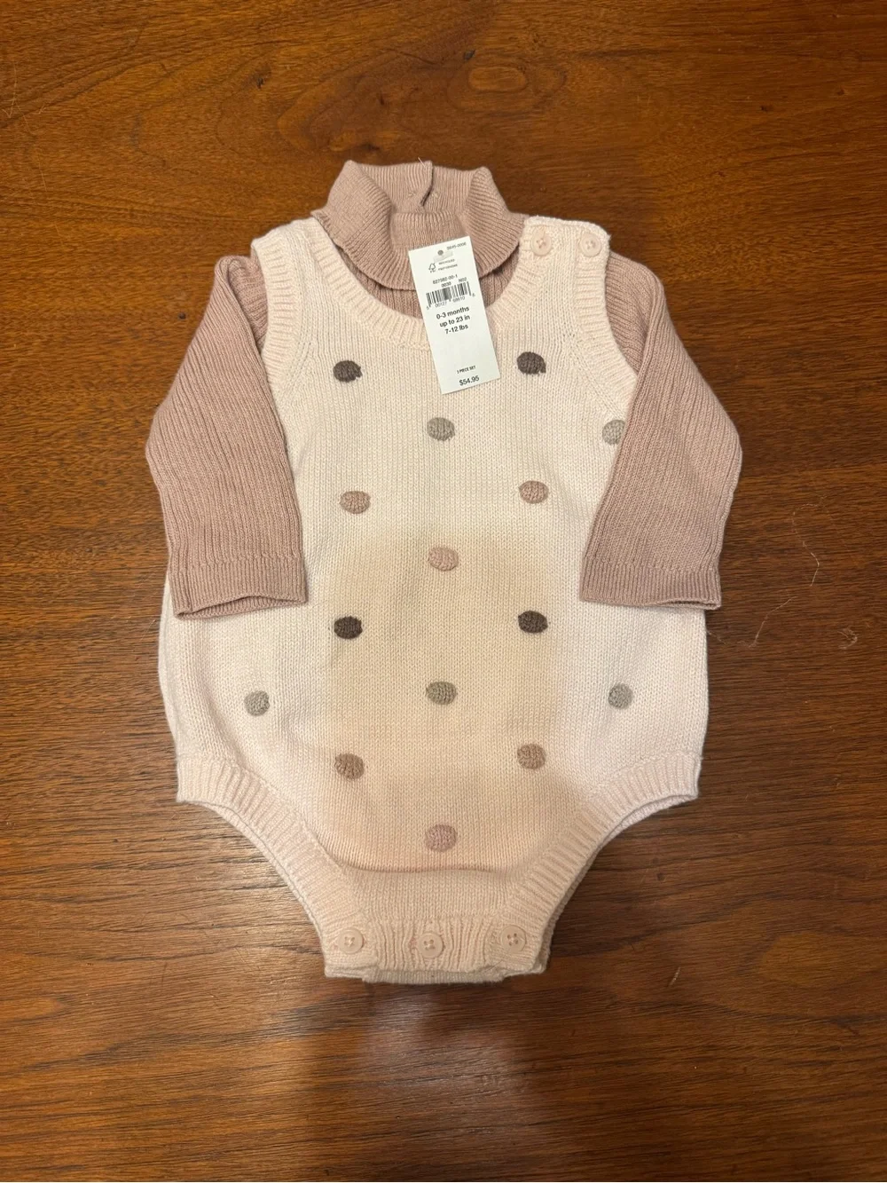 GAP Pink Knit Polka Dot Bodysuit Set